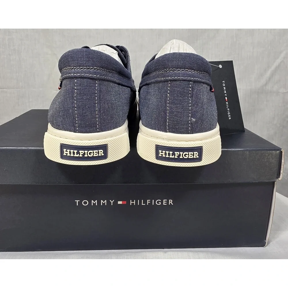 Tommy Hilfiger Men's Canvas Boat‎ Shoes Navy Blue Lace Up Loafers